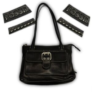 Fossil black leather bag